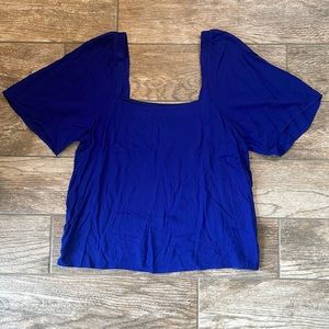 A New Day Royal Blue Textured Flowy Square Neck Top